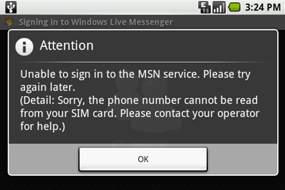 Have a problem on signing in MSN with non T-Mobile SIM? Read this!