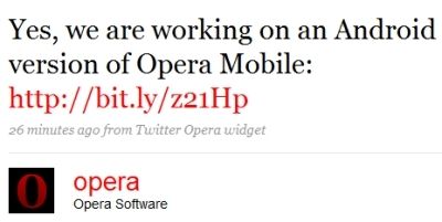 Opera กำลังทำ Opera Mobile สำหรับ Android อยู่