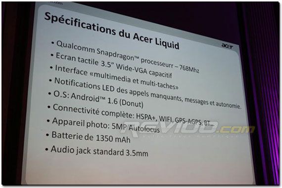 Acer Liquid จะมีความเร็ว CPU แค่ 768 MHz?