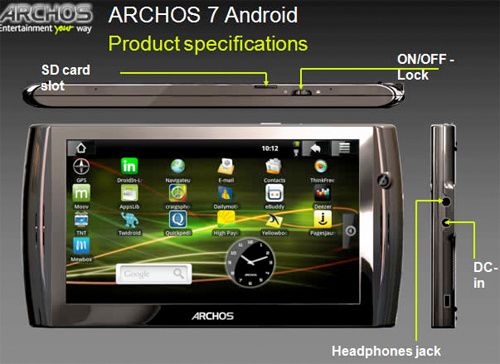 เผยโฉม Archos 7 Tablet พันธุ์ Android ตัวล่าสุด