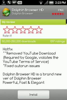 Google ปล่อยของ! แจ้ง Dolphin HD ปิดการ download YouTube