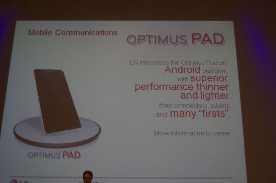 Optimus PAD แอนดรอยด์แท็ปเล็ตจาก LG!!