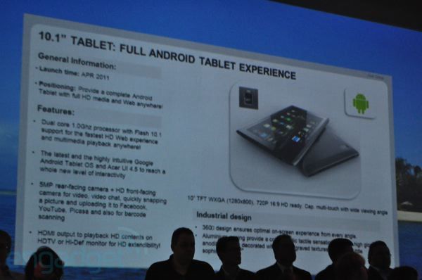Acer เตรียมปล่อย Android Tablet 3 ไซส์ เมษาปีหน้า