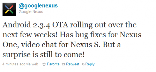 อานิสงค์ Google Phone! Nexus One และ Nexus S เตรียมรับ OTA อัพเดทเป็น 2.3.4 มี video chat!
