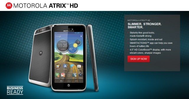Motorola สานต่อตระกูล Atrix เปิดตัว Atrix HD เตรียมขายผ่านเครือข่าย AT&T