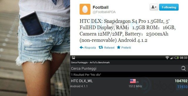 ข้อมูลแรกของ HTC DLX มือถือจอ 5 นิ้วของ HTC