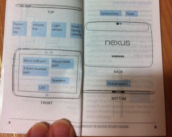 คู่มือ Samsung Nexus 10 หลุดสู่สายตาชาวโลก