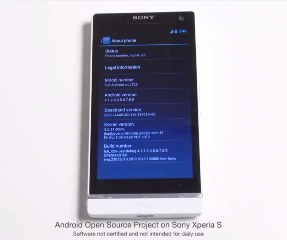 โครงการ AOSP on Sony Xperia S อยู่ในการดูแลของโซนี่แล้ว