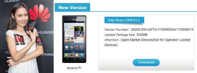 Huawei ปล่อย Jelly Bean ให้ Ascend P1 ได้อัพเดทกันแล้ว มาพร้อม Emotion UI 1.5