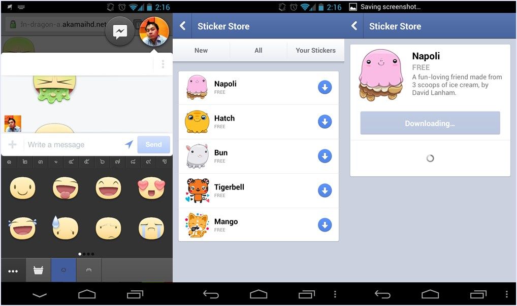 พบ Sticker บน Facebook Messenger ของ Android