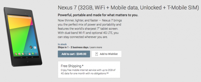 Nexus 7 (2013) เวอร์ชัน 4G เปิดขายแล้วบน Play Store แต่…