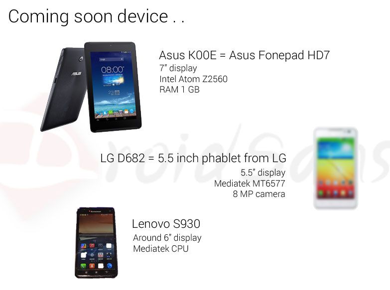 Asus Fonepad HD7 , Lenovo S930 และ Phablet ลึกลับ LG D682 จ่อเข้าไทยเร็วๆ นี้