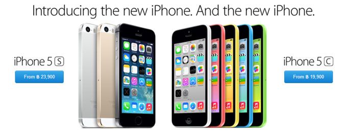ราคา iPhone 5s เริ่มต้น 23,900 บาท iPhone 5c 19,900 บาท ที่ Apple Store ประเทศไทย