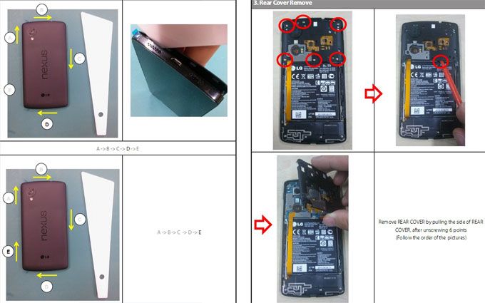 สเปค Google Nexus 5 (LG D821) ถูกเปิดเผยผ่านคู่มือการซ่อมแบบหมดไส้หมดพุง
