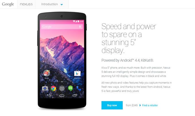 เปิดตัวและวางจำหน่ายแล้ว! Google Nexus 5 บน Google Play Store ราคาเริ่มต้นที่ 349 USD ตามคาด!!