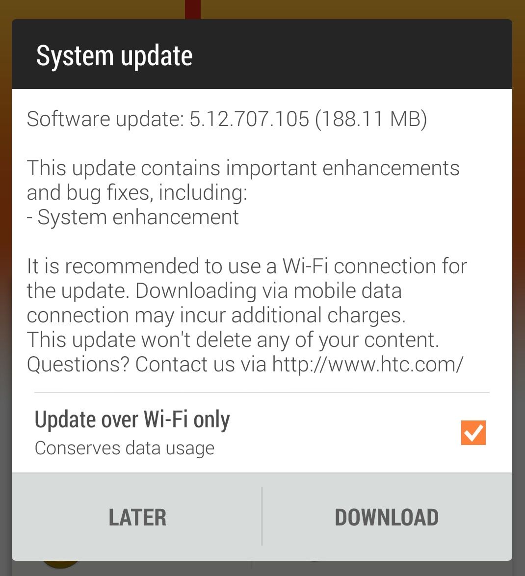 HTC One M7 เช้านี้มี system update