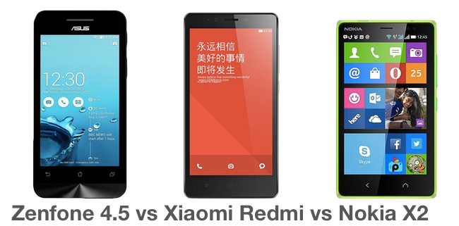 เปรียบเทียบสเปคและราคา Asus Zenfone vs Xiaomi Redmi vs Nokia X2