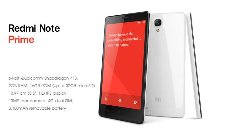 Xiaomi เปิดตัว Redmi Note Prime หน้าจอ HD 5.5 นิ้ว แบต 3,100 มิลลิแอมป์
