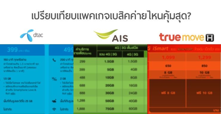 เปรียบเทียบแพคเกจ 3G/4G จาก AIS, DTAC, Truemove ค่ายไหนคุ้มสุด?