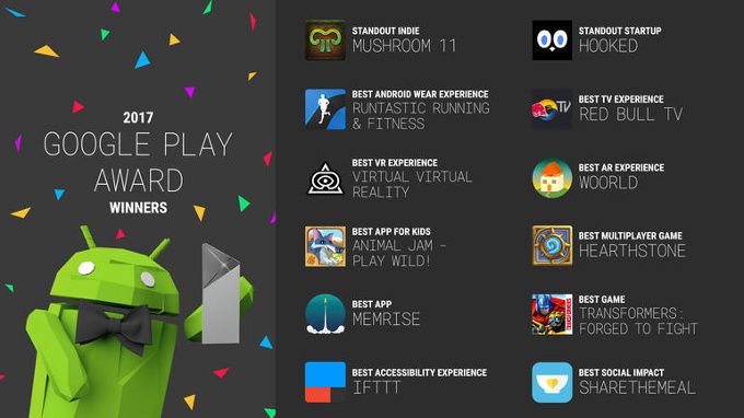 Google ประกาศผลแอพยอดเยี่ยม 12 สาขา ที่ได้รับรางวัล Google Play Award ประจำปี 2017