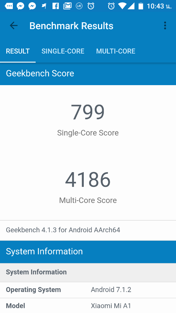 Mi A1 : GeekBench