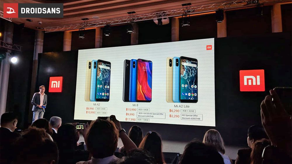 Xiaomi เปิดราคาไทย Mi 8 15,990 บาท, Mi A2 8,990 บาท และ Mi A2 Lite 6,290 บาท เริ่มวางขาย 4 สิงหาคมนี้