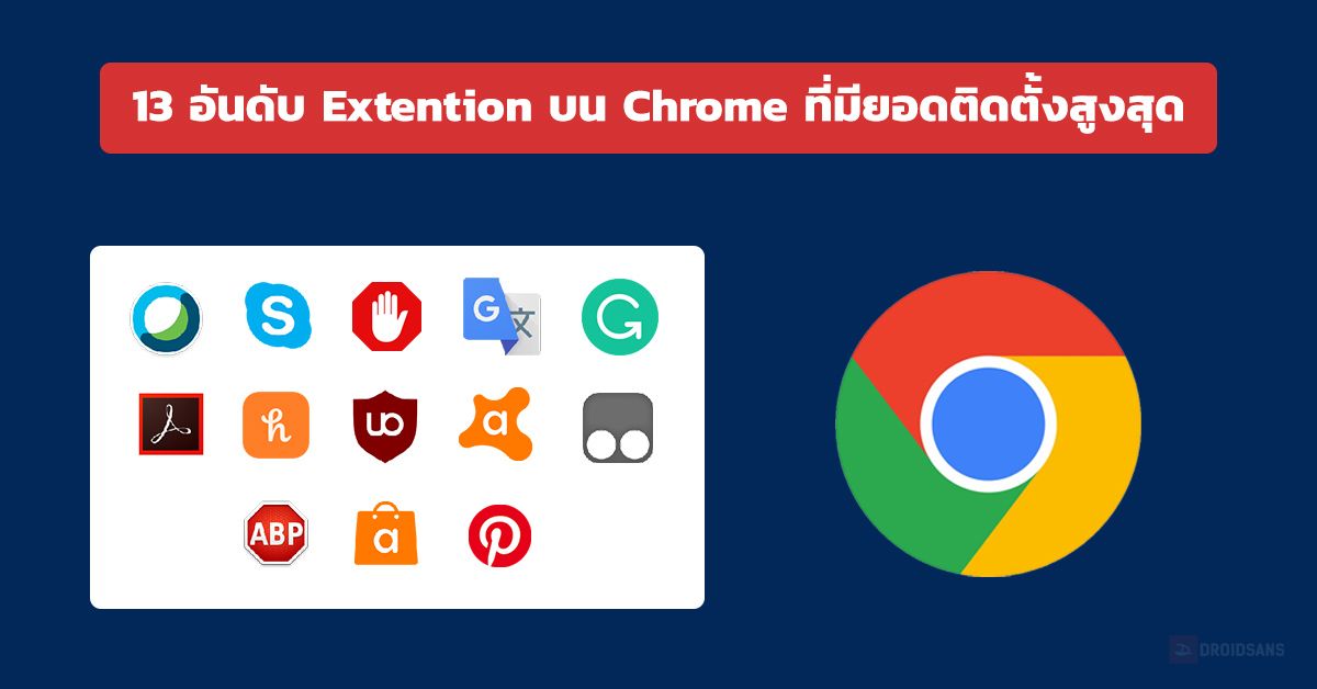 เผยผลสำรวจ สถิติ 13 อันดับ Extention บน Google Chrome ที่มียอดดาวน์โหลดและติดตั้งสูงสุด