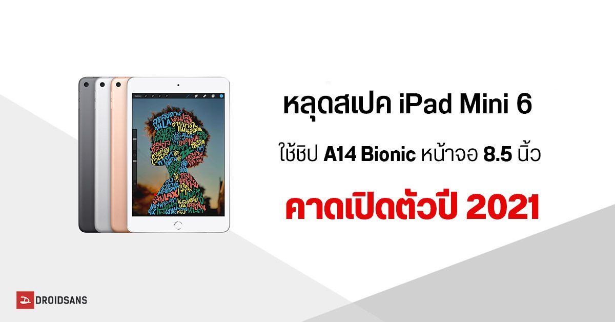 หลุดสเปค iPad Mini 6 รุ่นใหม่ อัปเกรดชิปมาใช้ A14 Bionic และ USB-C คาดเปิดตัวต้นปีหน้า