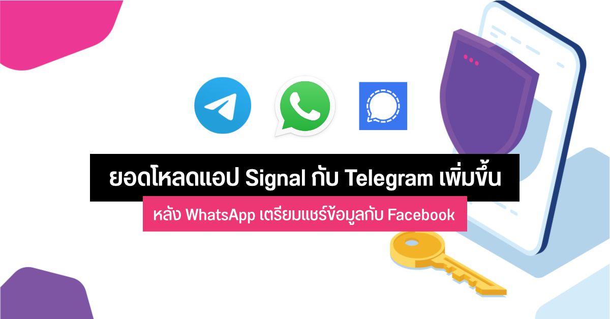 แอป Telegram และ Signal ยอดดาวน์โหลดสูงขึ้น หลัง WhatsApp ประกาศนโยบายใหม่ ขอแชร์ข้อมูลกับ Facebook