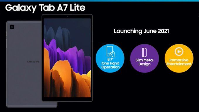 เผยภาพเรนเดอร์พร้อมสเปค Samsung Galaxy Tab A7 Lite แท็บเล็ตจอ 8.4 นิ้ว เตรียมเปิดตัวมิถุนายนนี้