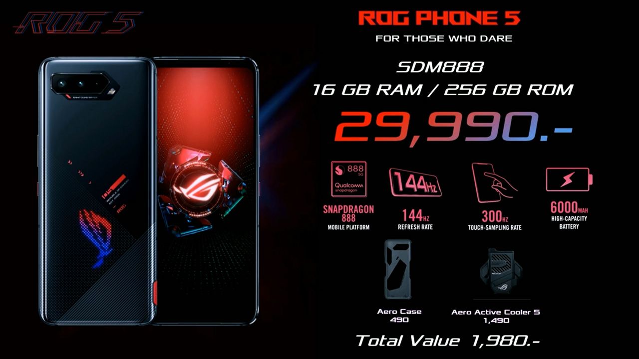 ROG Phone 5 มือถือเกมมิงตัวเทพจาก ASUS เคาะราคาเริ่มต้น 22,990 บาท วางขายแล้ววันนี้