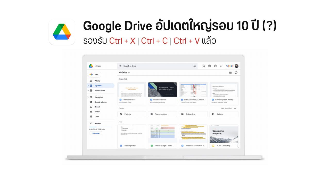 ในที่สุดก็มีวันนี้… Google Drive รองรับ Cut, Copy, Paste จากชอร์ตคัตคีย์บอร์ดแล้ว