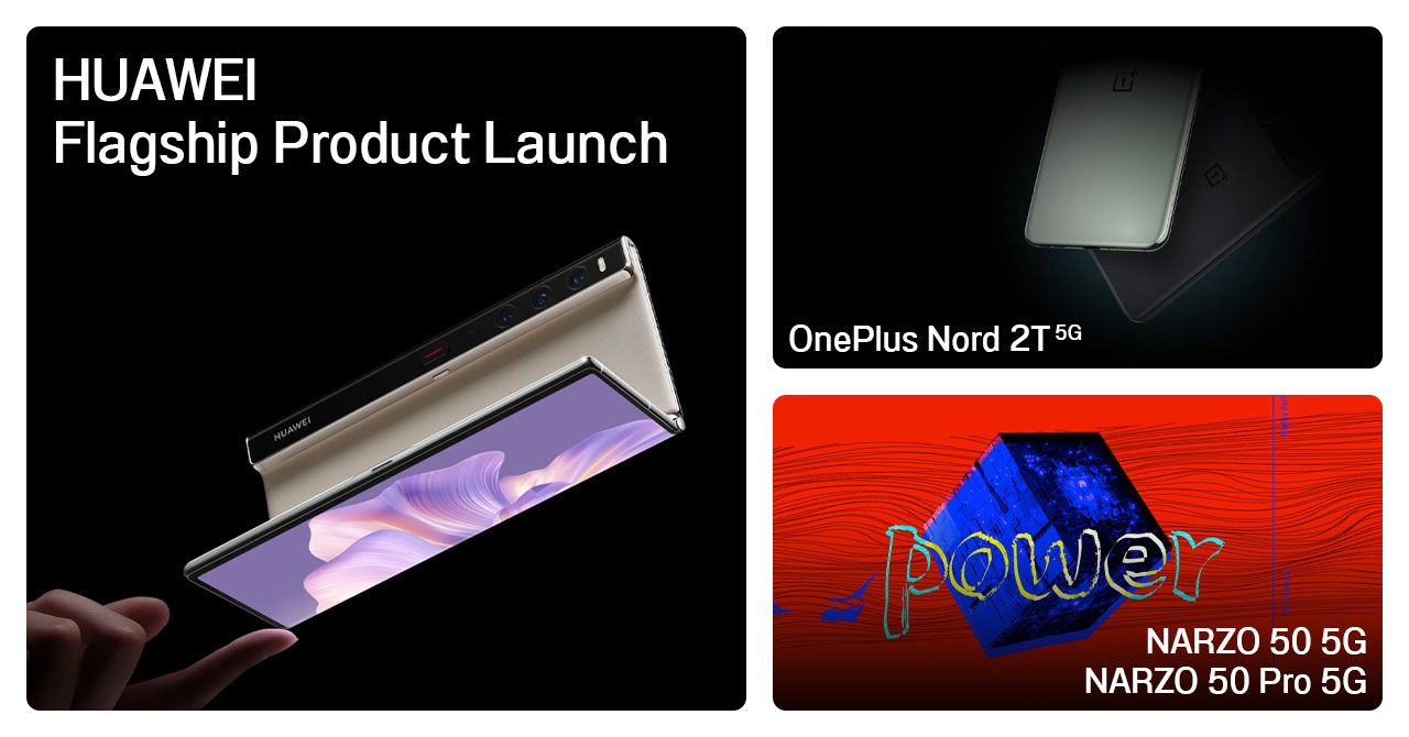 HUAWEI Mate Xs 2 พร้อม realme narzo 50 Pro 5G และ OnePlus Nord 2T 5G เตรียมเปิดตัวสัปดาห์หน้า