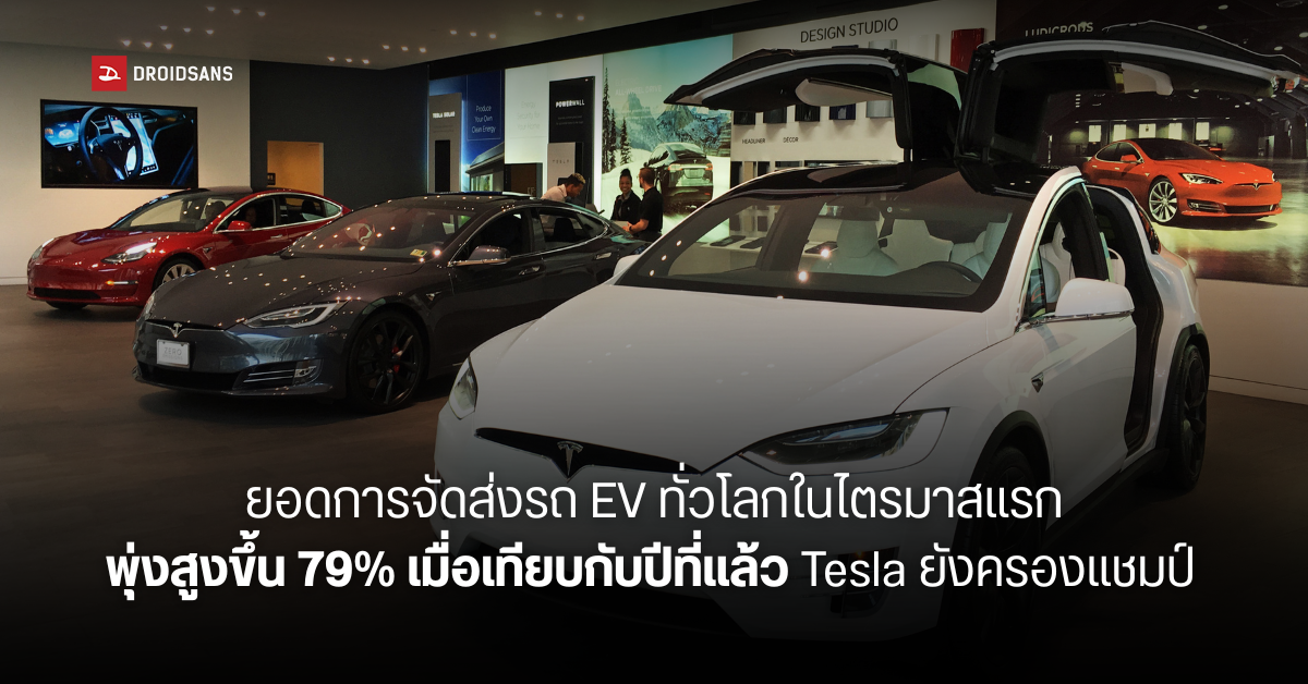 ยอดการจัดส่งรถยนต์ไฟฟ้าทั่วโลก ในไตรมาสแรกโตขึ้น 79% เมื่อเทียบกับช่วงเดียวกันของปีที่แล้ว
