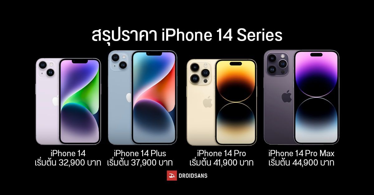 สรุปราคา iPhone 14 Series | iPhone 14 Pro Series ทุกรุ่นพร้อมวันวางจำหน่ายในไทย
