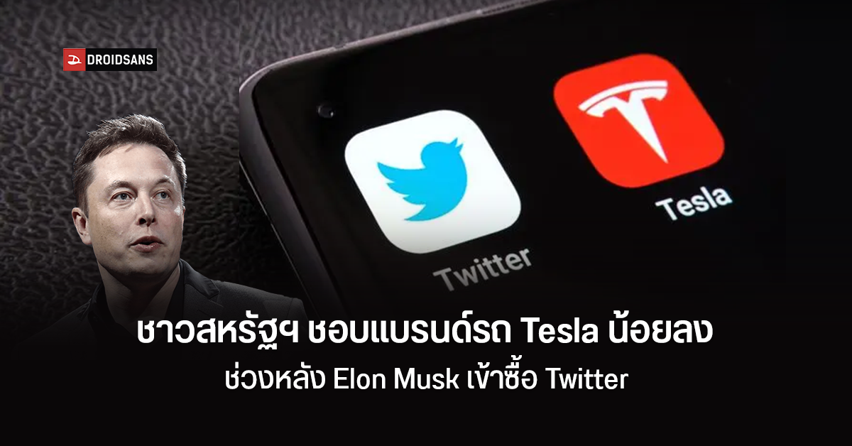 วิจัยระบุ ชาวอเมริกันชื่นชอบ Tesla น้อยลง หลัง Elon Musk เข้าฮุบ Twitter และมีข่าวฉาวรายวัน ทำส่วนแบ่งตลาดรถเริ่มหดหาย