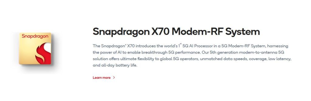snapdragon x70 modem