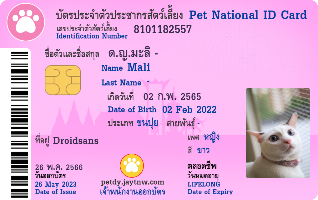 Petdy เว็บไซต์ทำบัตรประชาชนหมาแมว ทำง่าย ใช้งานฟรี โหลดไฟล์เป็น Qr Code ได้ด้วย
