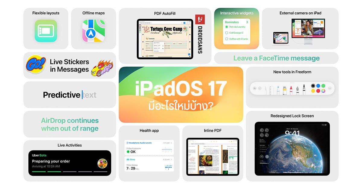 iPadOS 17 มาแล้ว อัปเดตใหม่ปรับแต่งหน้า Lock Screen ได้อิสระเหมือนใน iPhone