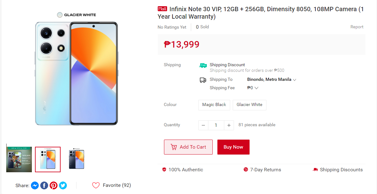 สเปค Infinix Note 30 VIP ตัวท็อปสุดแรง ใช้ชิป Dimensity 8050 ราคาราว 8,600 บาท ยืนยันเข้าไทย เร็ว ๆ นี้