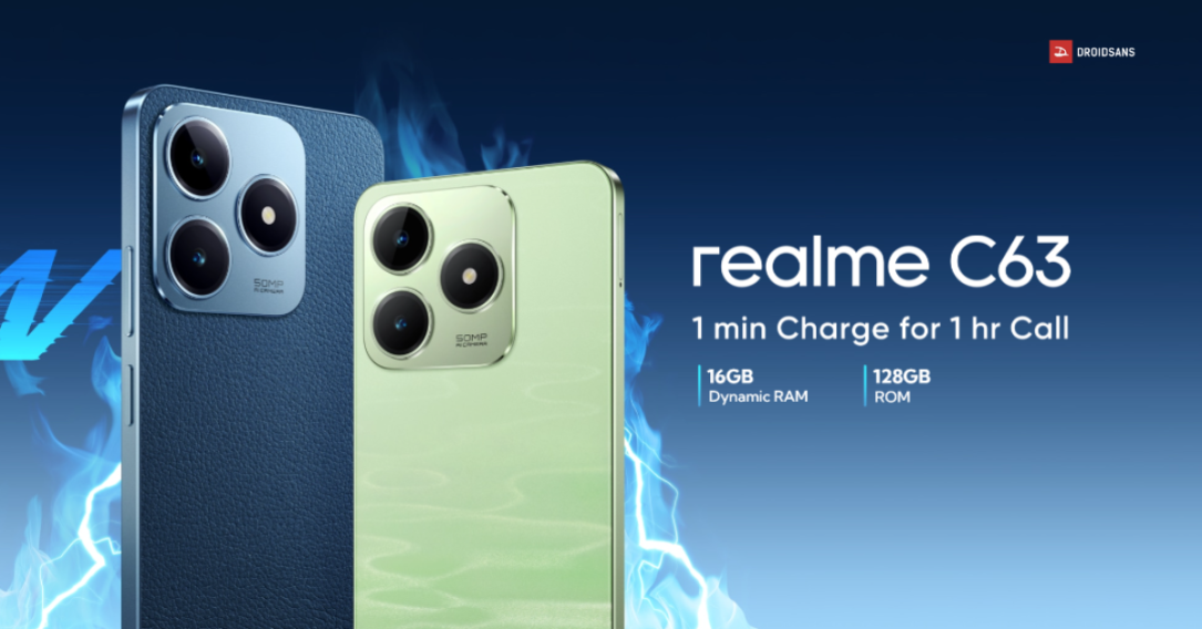 สเปค realme C63 จอลื่น 90Hz กล้องหลัก 50MP แบตเยอะ รองรับชาร์จไว 45W ราคาเริ่มต้นราว 4,500 บาท