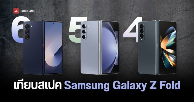 เทียบ Galaxy Z Fold6, Galaxy Z Fold5, Galaxy Z Fold4 จอพับรุ่นใหญ่ เปิดตัวรุ่นใหม่แล้วดีกว่าเดิมยังไง