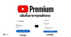 เตรียมจ่ายแพงขึ้น YouTube Premium ขึ้นราคาสมาชิกทุกแพ็กเกจ แพ็กเริ่มต้น เดิม 159 บาท/เดือน เป็น 179 บาท/เดือน