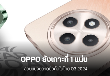 5 อันดับแบรนด์มือถือขายดีในไทย ไตรมาส 3 ปี 2567 OPPO ยังขายดีอันดับ 1 ต่อจากไตรมาสที่แล้ว