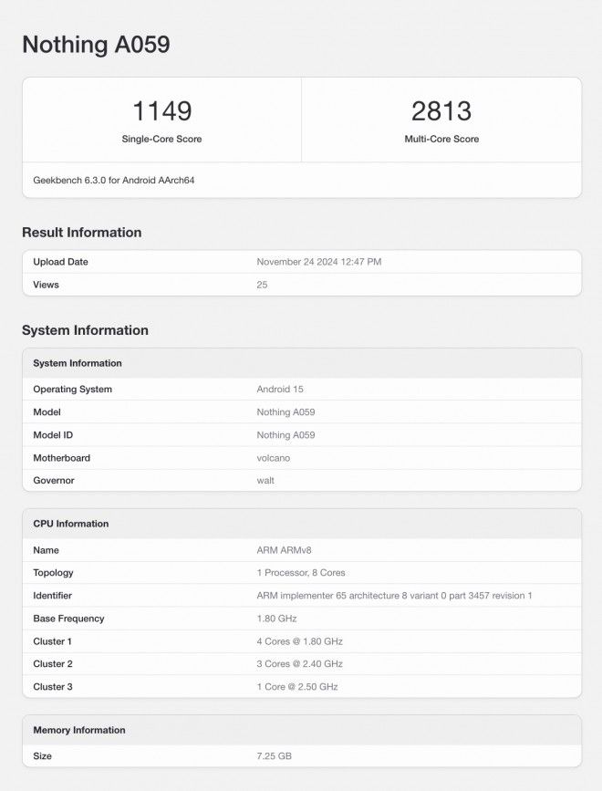 Nothing Phone (3) โผล่บน Geekbench แล้ว ยืนยันใช้ Snapdragon 7s Gen 3