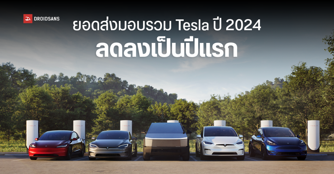 Tesla รายงานผลยอดส่งมอบรถ ไตรมาสที่ 4 และรวมทั้งปี 2024 พบลดลงเป็นปีแรกในประวัติศาสตร์