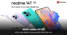 เปิดตัว realme 14T 5G สมาร์ทโฟนหน้าจอ 120Hz AMOLED สว่างมาก ใช้งานกลางแจ้งดี กันน้ำ IP69 แบตเยอะ 6,000 mAh