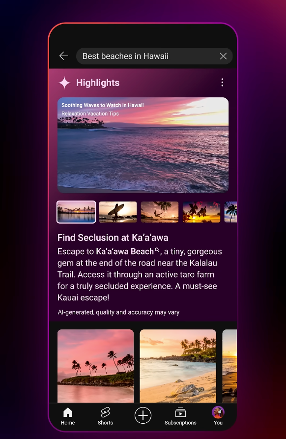 AI Search Results Carousel