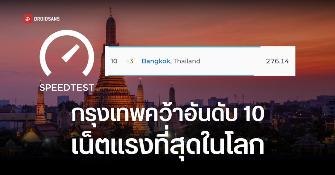 Ookla จัดอันดับ กรุงเทพฯ ติด 10 เมืองเน็ตเร็วที่สุดปี 2025 เฉลี่ย 276 Mbps เทียบชั้นเมืองใหญ่อย่างนิวยอร์กและไทเป
