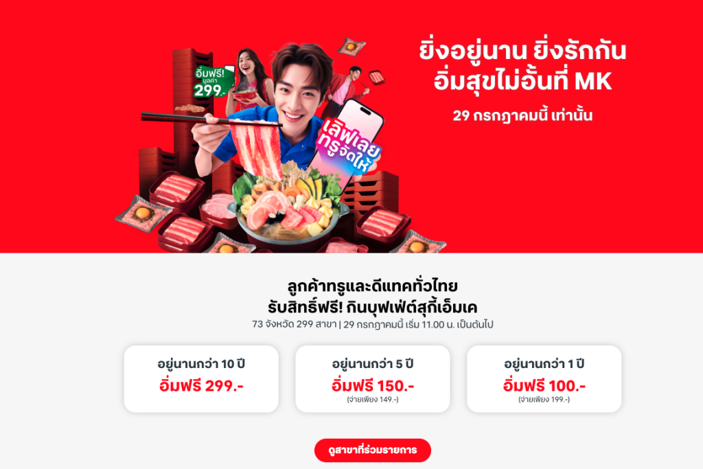 ทรู รับสิทธิ์กินบุฟเฟต์ MK ฟรี
